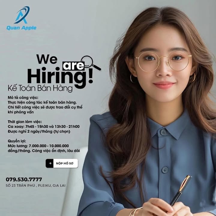 Quầy trưng bày iPhone tại Quan Apple Pleiku